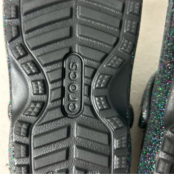 Crocs Classic Glitter Lined Clogs M6 / W8 Multicolor Black Lining Starry Skies - Picture 9 of 10